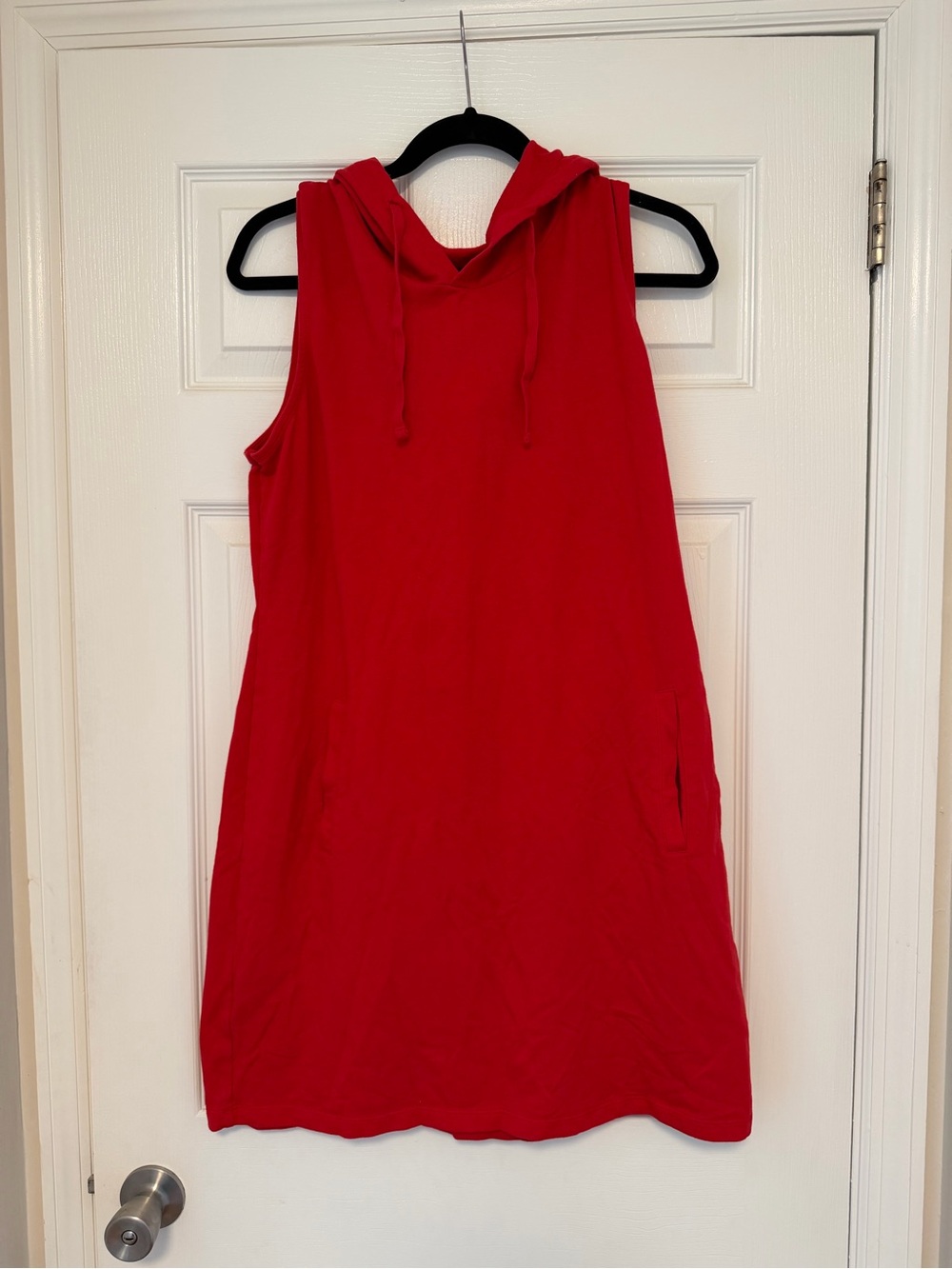 Soho Sleeveless Hooded Shift Tunic - Red